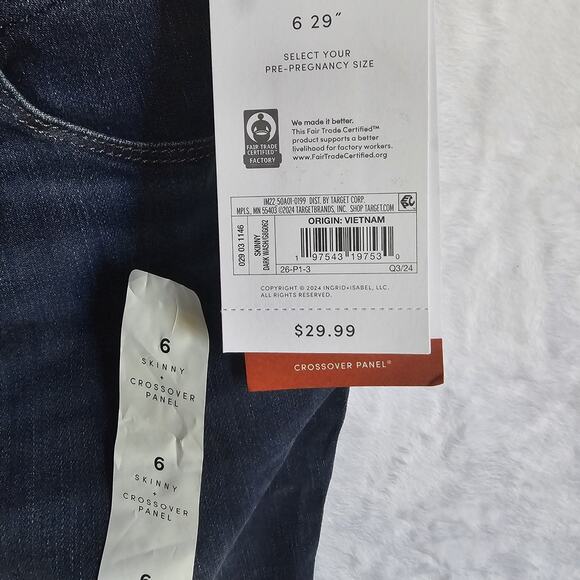 NWT Isabel Maternity Womens Jeans 6 Skinny Super Stretch Back Support 29 inseam - Picture 8 of 15
